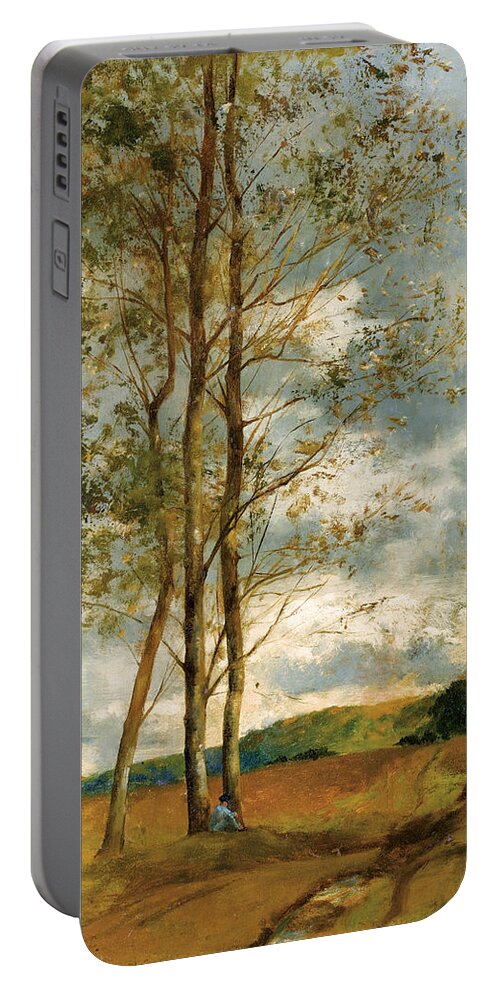 Eugene Fromentin Portable Battery Charger featuring the painting Birch in Montoire near Blois by Eugene Fromentin
