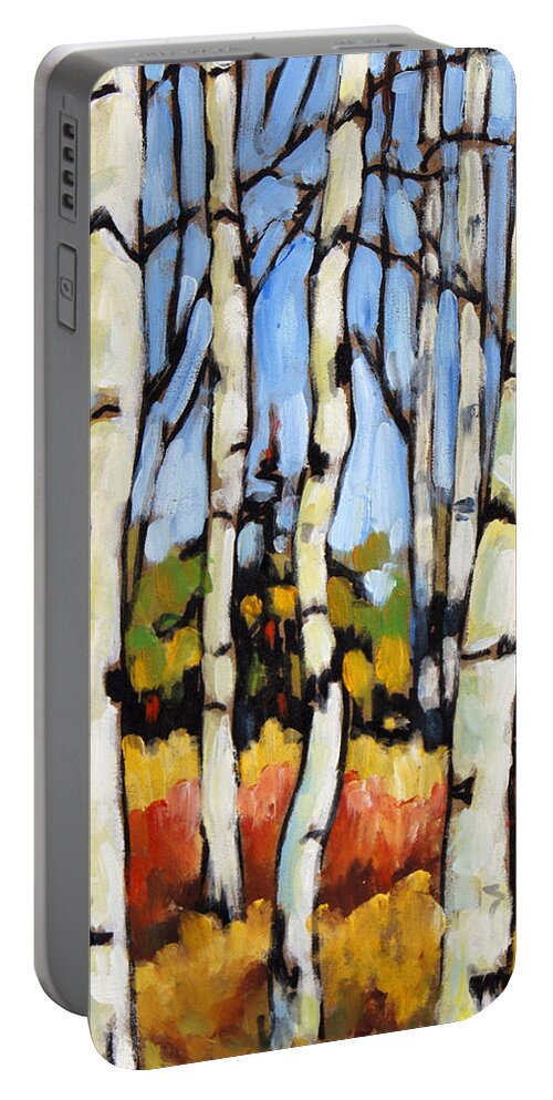 Art Portable Battery Charger featuring the painting Birch Study by Prankearts by Richard T Pranke