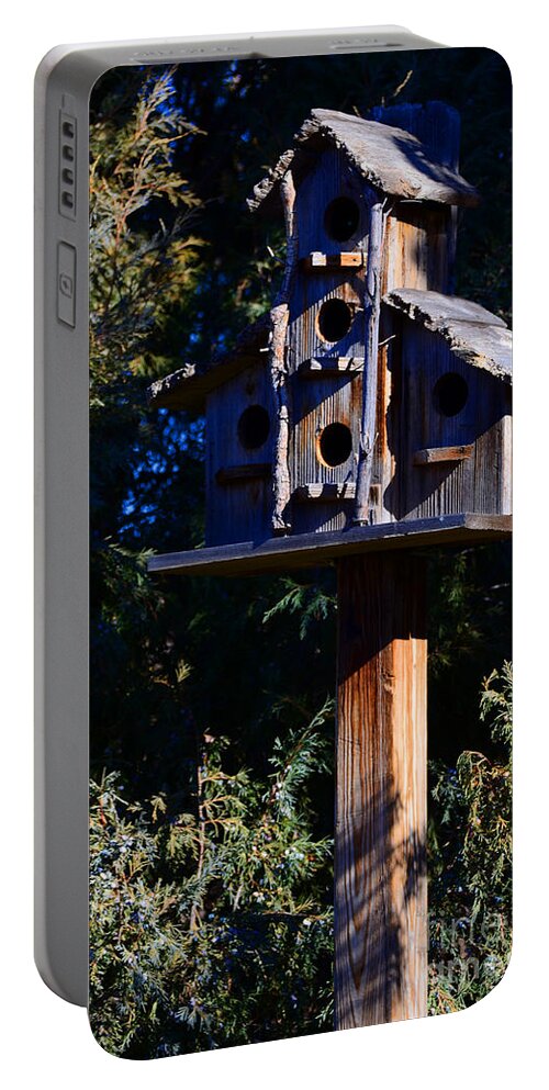 Rustic Portable Battery Charger featuring the photograph Bird Condos by Robert WK Clark