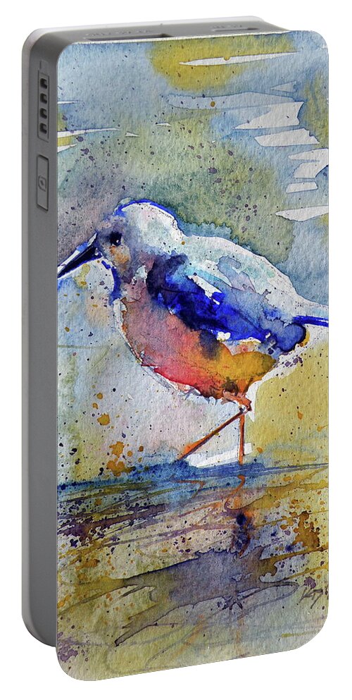 Colorful Portable Battery Charger featuring the painting Bird in lake by Kovacs Anna Brigitta