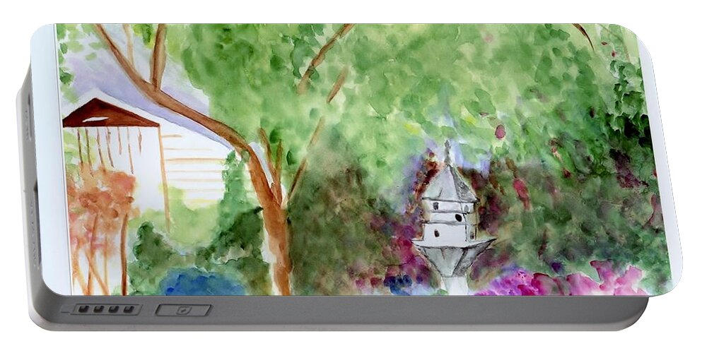 Birdhouse Portable Battery Charger featuring the painting Birdhouse by Jamie Frier
