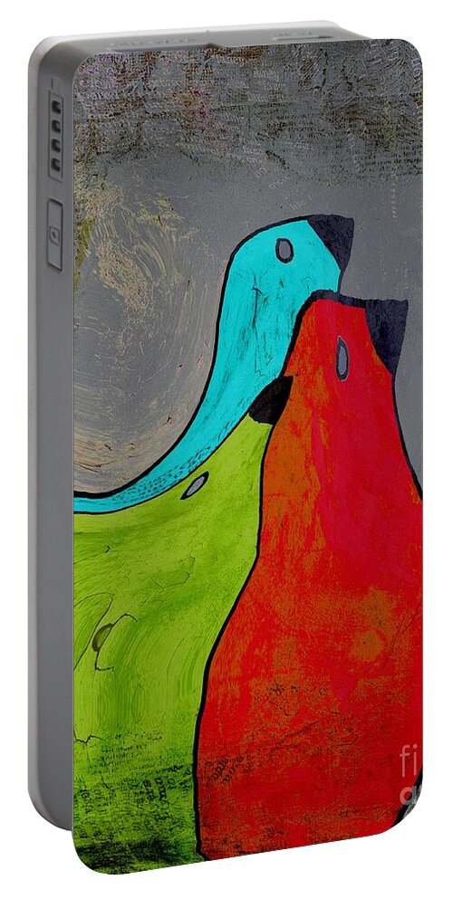 Birds Portable Battery Charger featuring the digital art Birdies - v110b by Variance Collections