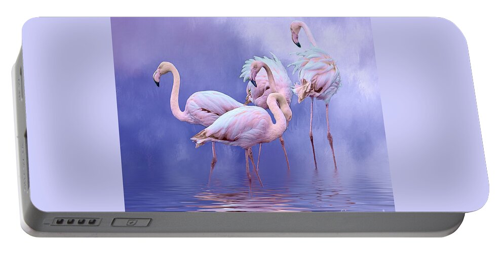 Flamingos Portable Battery Charger featuring the photograph Birds of a feather by Brian Tarr