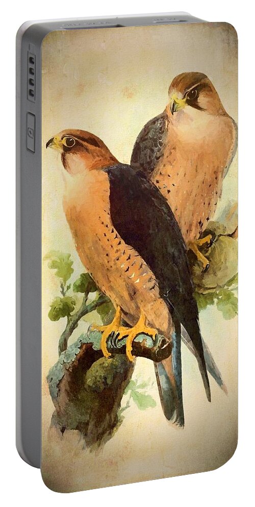 Bird Portable Battery Charger featuring the mixed media Birds of Prey 1 by Charmaine Zoe