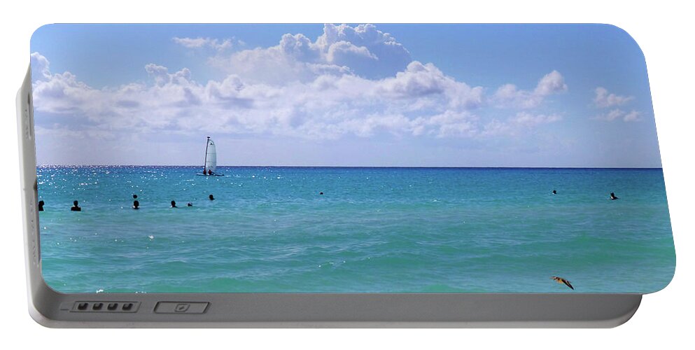 Beach Portable Battery Charger featuring the photograph Birds on the beach M4 by Francesca Mackenney