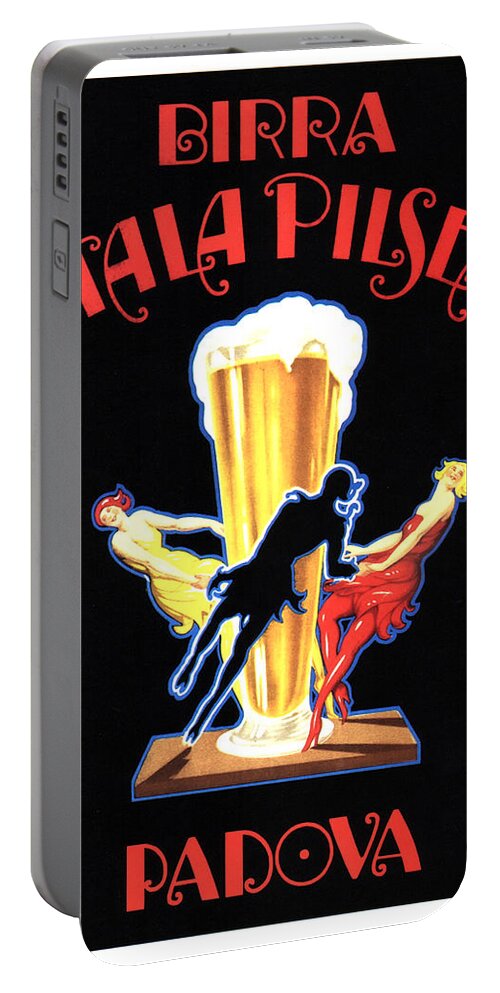 Vintage Portable Battery Charger featuring the mixed media Birra Itala Pilsen - Vintage Beer Advertising Poster by Studio Grafiikka