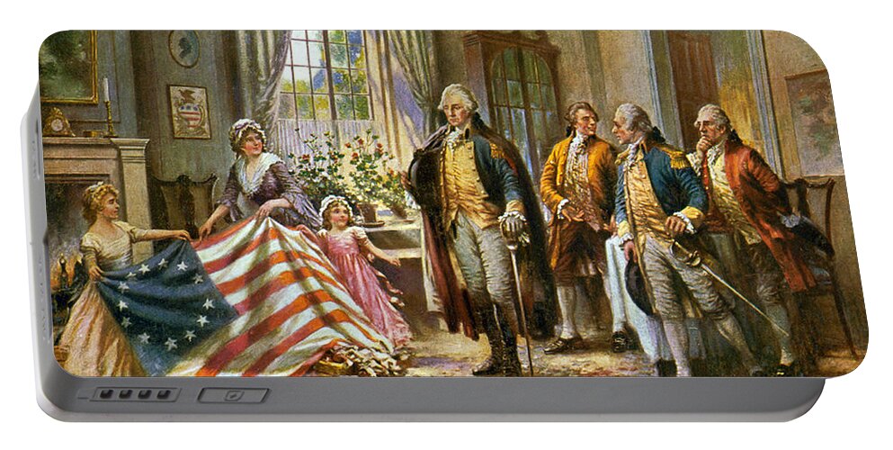 George Washington Portable Battery Charger featuring the photograph Birth Of Old Glory 1777 by Science Source