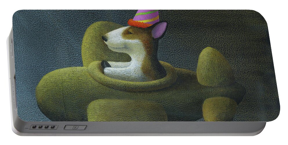Birthday Portable Battery Charger featuring the painting Birthday Hat by Chris Miles