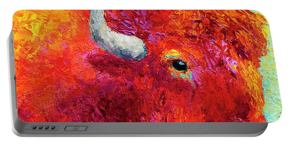 Bison Portable Battery Charger featuring the painting Bison Head Color Study IV by Marion Rose