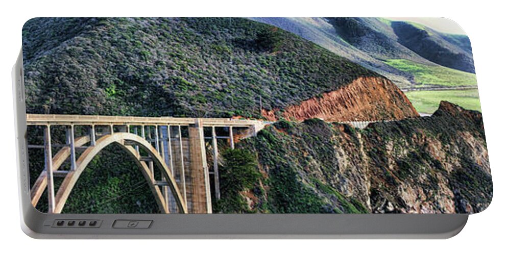 California Portable Battery Charger featuring the photograph Bixby Bridge Panorama II by Chuck Kuhn