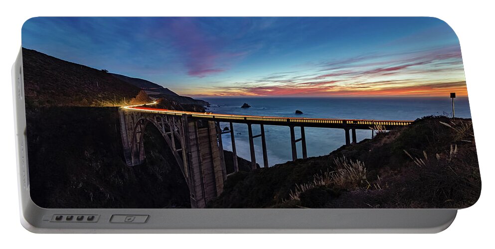 Bixby Bridge Portable Battery Charger featuring the photograph Bixby Bridge Sunset by Mike Ronnebeck