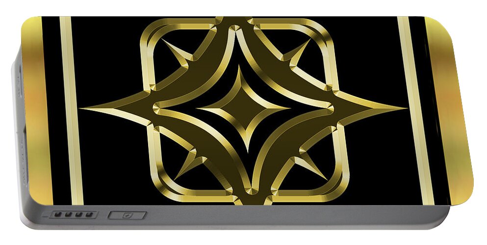 Black And Gold 10 - Chuck Staley Portable Battery Charger featuring the digital art Black and Gold 10 by Chuck Staley