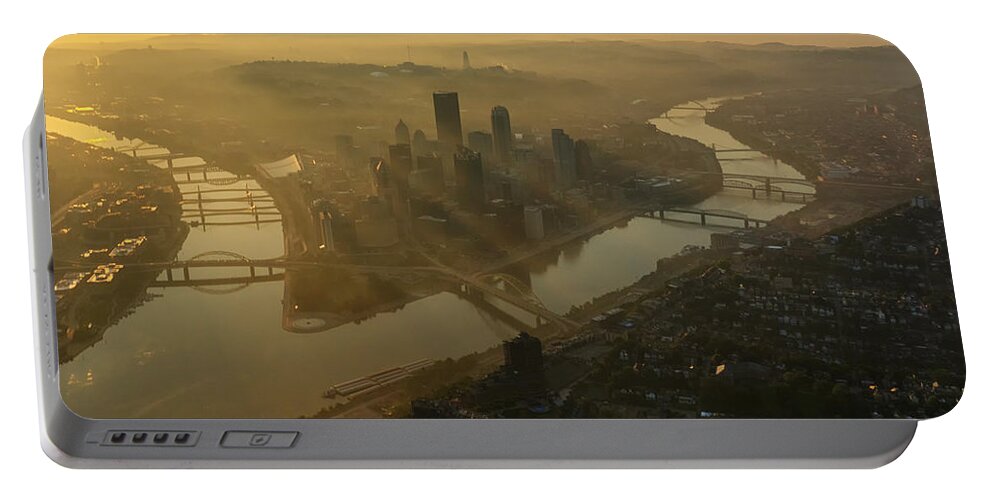 Pittsburgh Portable Battery Charger featuring the photograph Black and Gold by Amanda Jones