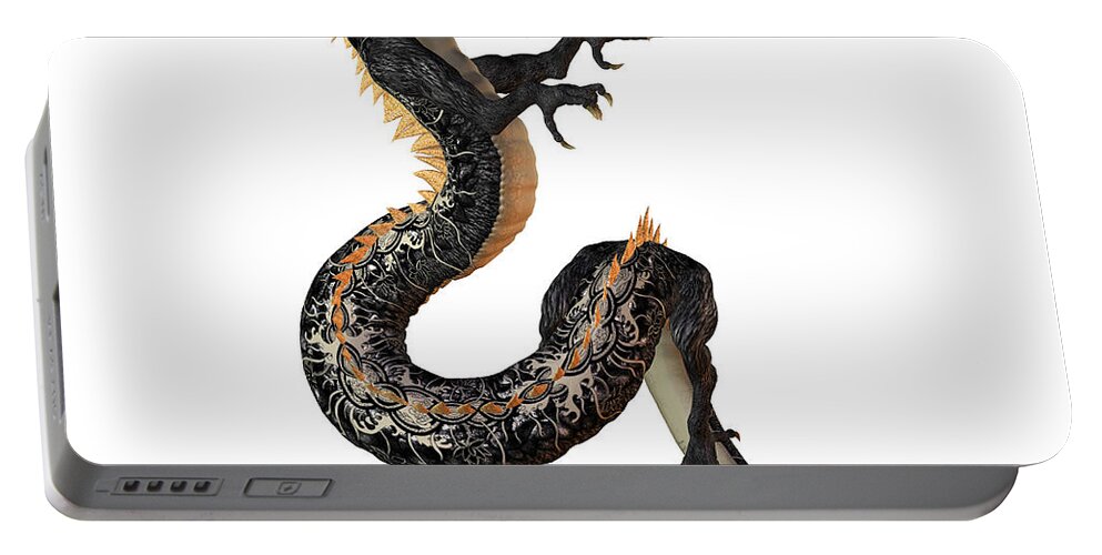 Dragon Portable Battery Charger featuring the painting Black and Gold Dragon by Corey Ford