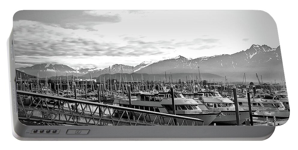 Alaska Portable Battery Charger featuring the photograph Black and White Seward Alaska by Aimee L Maher ALM GALLERY