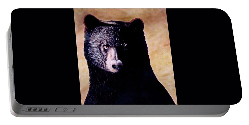 Black Bear Portable Battery Charger featuring the painting Black Bear by Kenneth M Kirsch