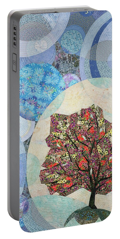 Tree Portable Battery Charger featuring the tapestry - textile Black Elk's Mighty Flowering Tree by Linda Beach
