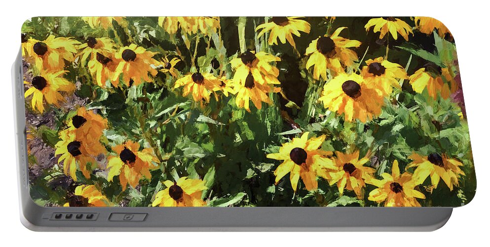 Painting Portable Battery Charger featuring the photograph Black-eyed Susan Yellow Flowers by Andrea Anderegg