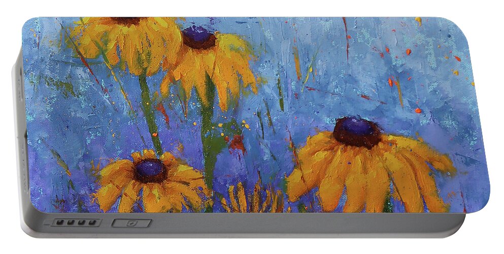Flowers Portable Battery Charger featuring the painting Black-eyed Susans by Monica Burnette