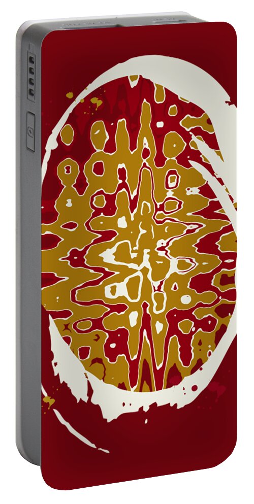 Black Portable Battery Charger featuring the mixed media Black Gold Abstract Art by Christina Rollo