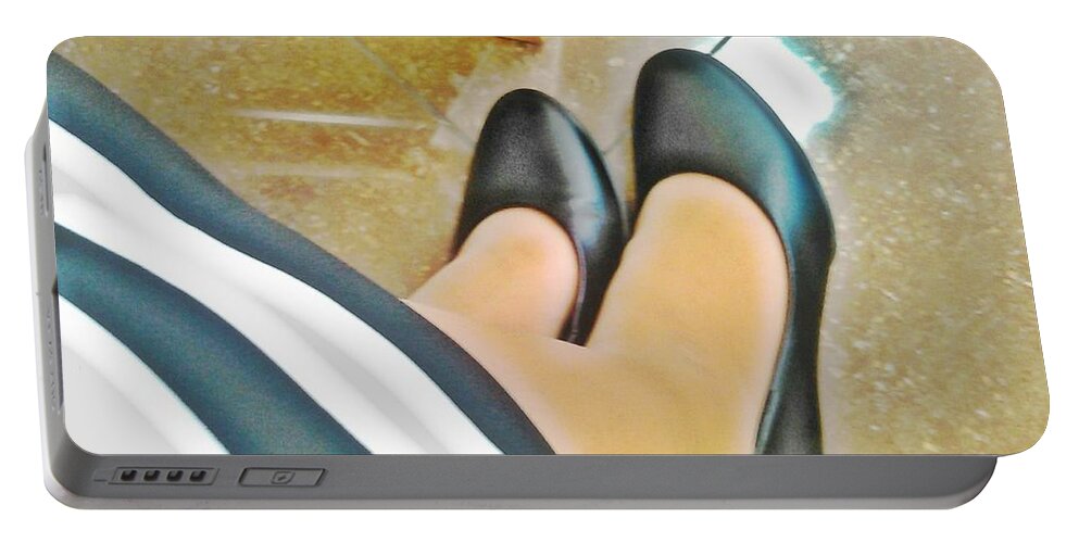 High Heel Portable Battery Charger featuring the photograph Black high heels by Kumiko Izumi