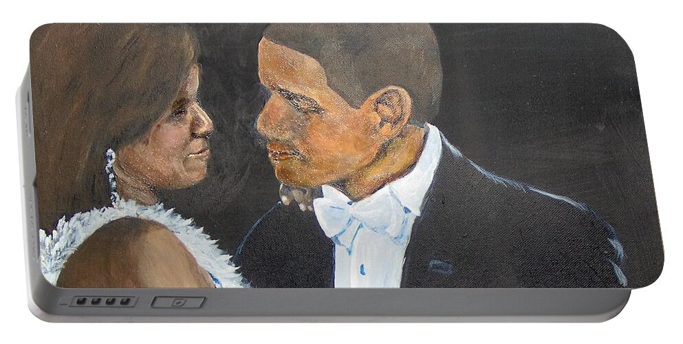 Barack Obama Portable Battery Charger featuring the painting Black Love is Black Power by Saundra Johnson