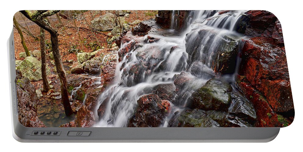 Waterfall Portable Battery Charger featuring the photograph Black Mountain Cascades by Robert Charity