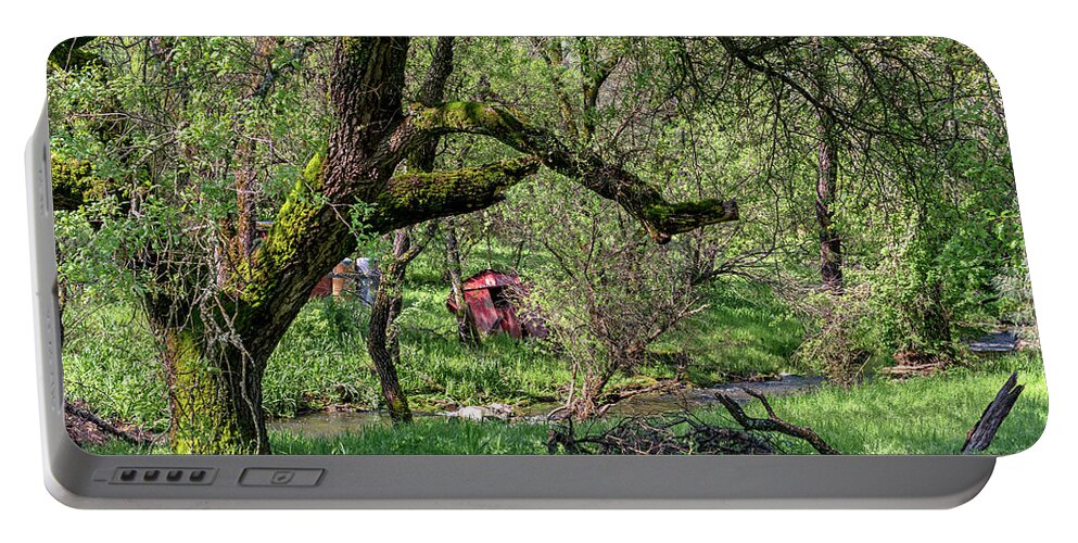 Black Oak Portable Battery Charger featuring the photograph Black Oak and Creek by Jim Thompson