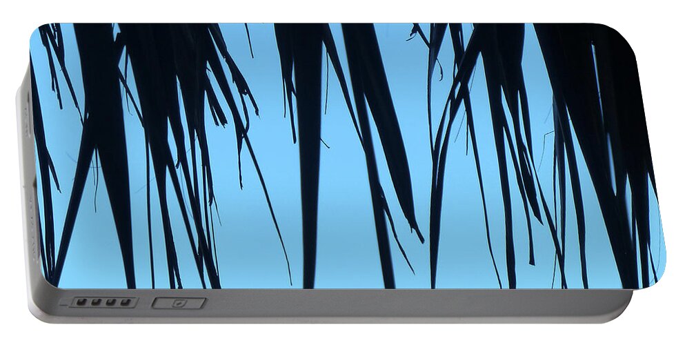 Two Colors Portable Battery Charger featuring the photograph Black Palms On Blue Sky by Rosanne Licciardi