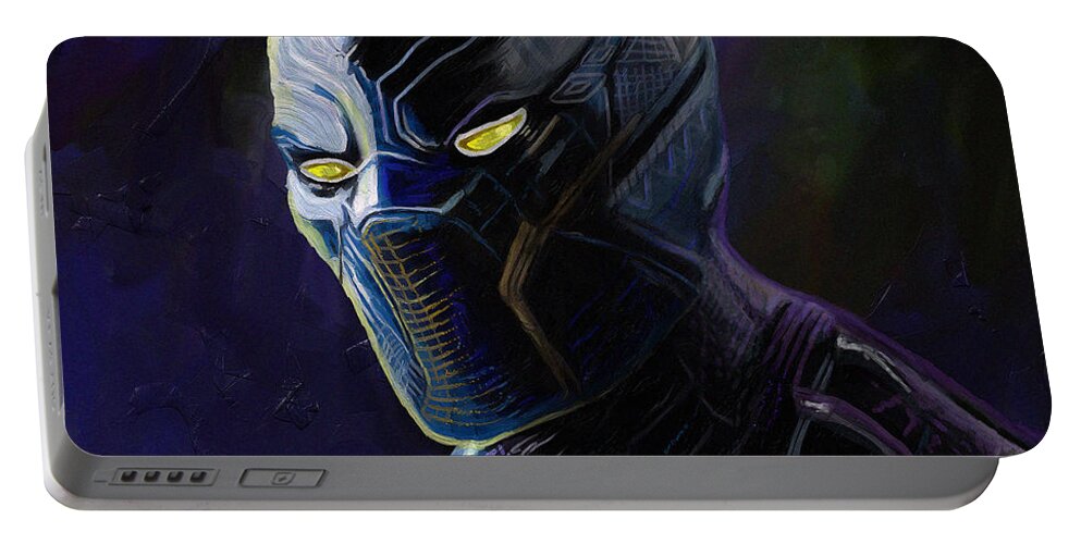 Wakanda Portable Battery Charger featuring the painting Black Panther by Anthony Mwangi