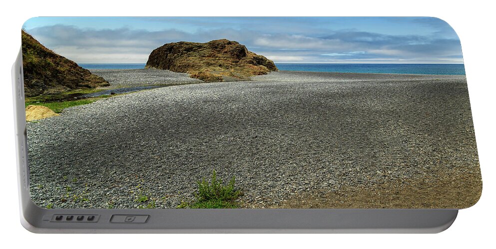 Black Sand Portable Battery Charger featuring the photograph Black Sand Beach On The Lost Coast by James Eddy