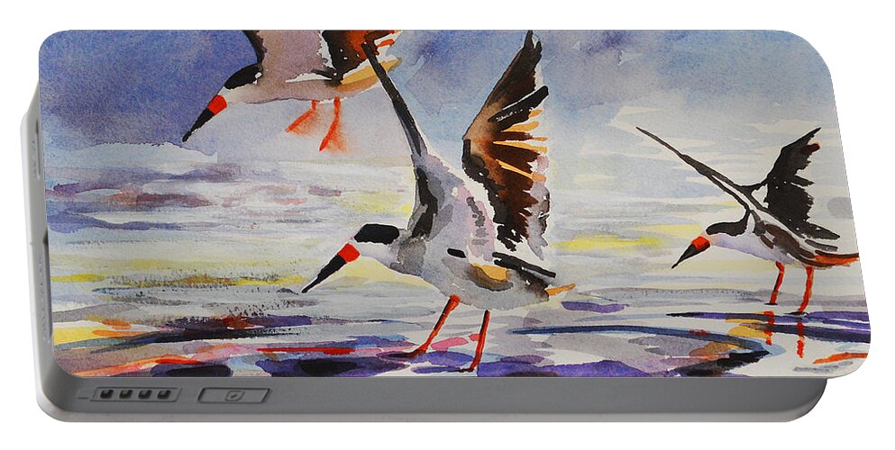 Original Portable Battery Charger featuring the painting Black Skimmers 2-18-16 by Julianne Felton