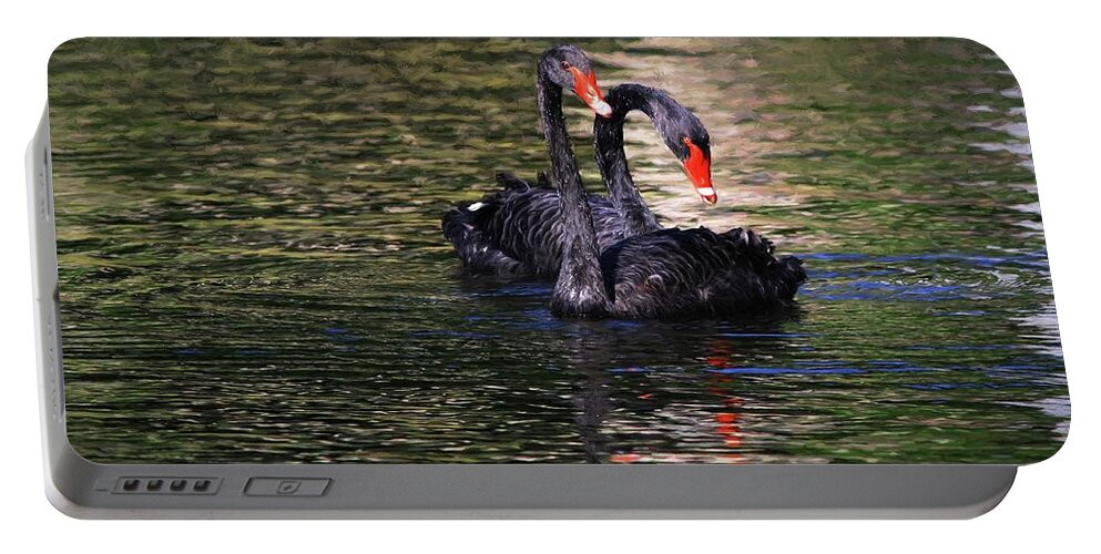 Black Swan Portable Battery Charger featuring the photograph Black Swans II by Carol Montoya