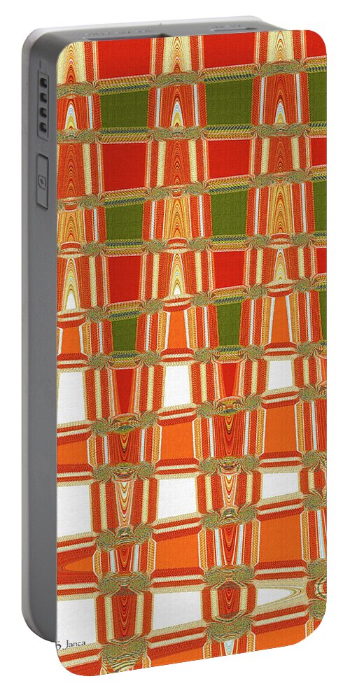 Black Walnut Ink Orange Abstract #49 Portable Battery Charger featuring the digital art Black Walnut Ink Orange Abstract #49 by Tom Janca
