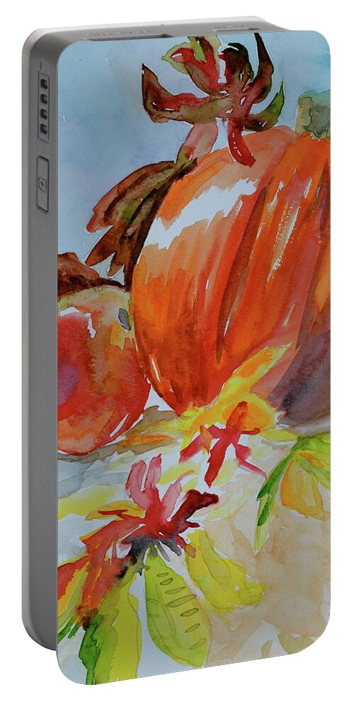 Pumpkin Portable Battery Charger featuring the painting Blazing Autumn by Beverley Harper Tinsley