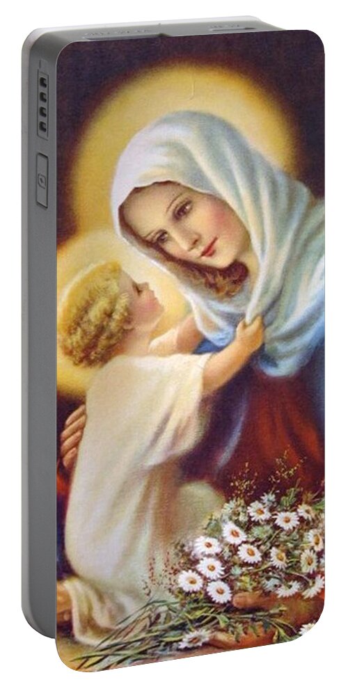 Mary Portable Battery Charger featuring the painting Blessed Virgin and Child by Artist Unknown
