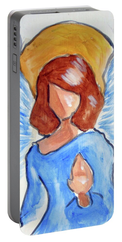  Portable Battery Charger featuring the painting Blessing angel by Loretta Nash