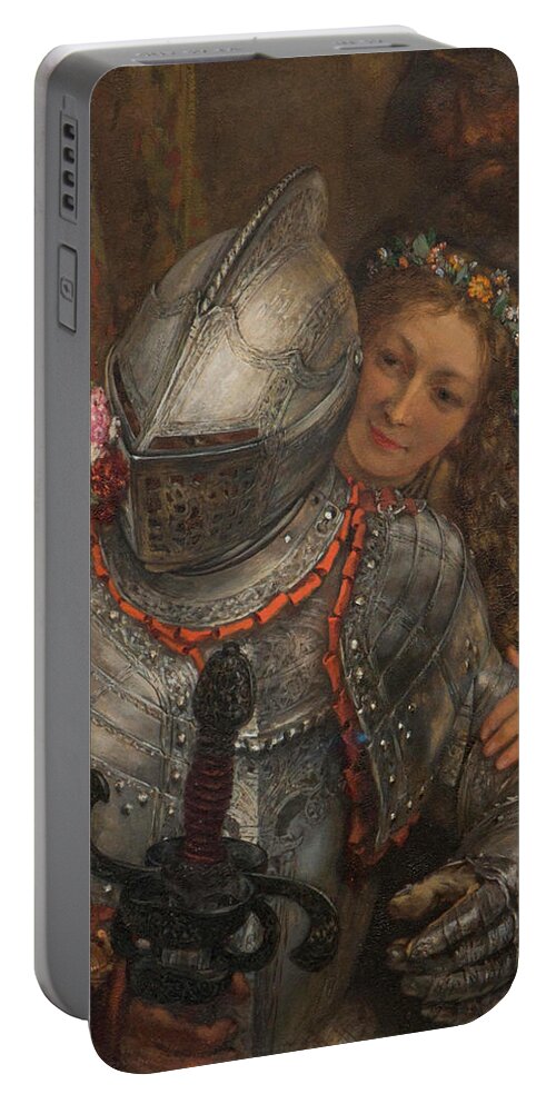 Menzel Portable Battery Charger featuring the painting Blind Man's Buff by Adolph Menzel