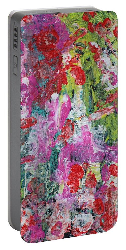 Colors Of Bliss Contentment Delight Elation Enjoyment Euphoria Exhilaration Jubilation Laughter Optimism  Peace Of Mind Pleasure Prosperity Well-being Beatitude Blessedness Cheer Cheerfulness Content Portable Battery Charger featuring the painting Bliss by Sarahleah Hankes
