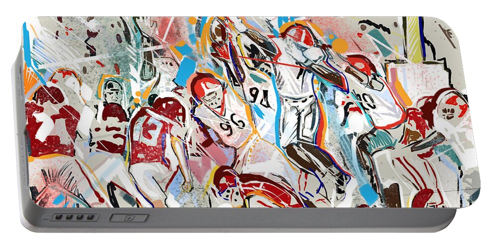 Uga Rosebowl Portable Battery Charger featuring the painting Blocked by John Gholson