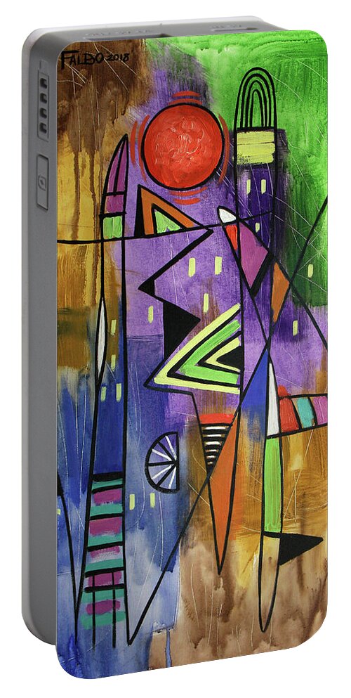 Abstract Portable Battery Charger featuring the painting Blood Moon Acts 2-20 by Anthony Falbo