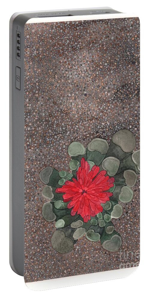Succulent Portable Battery Charger featuring the painting Blooming Succulent by Hilda Wagner