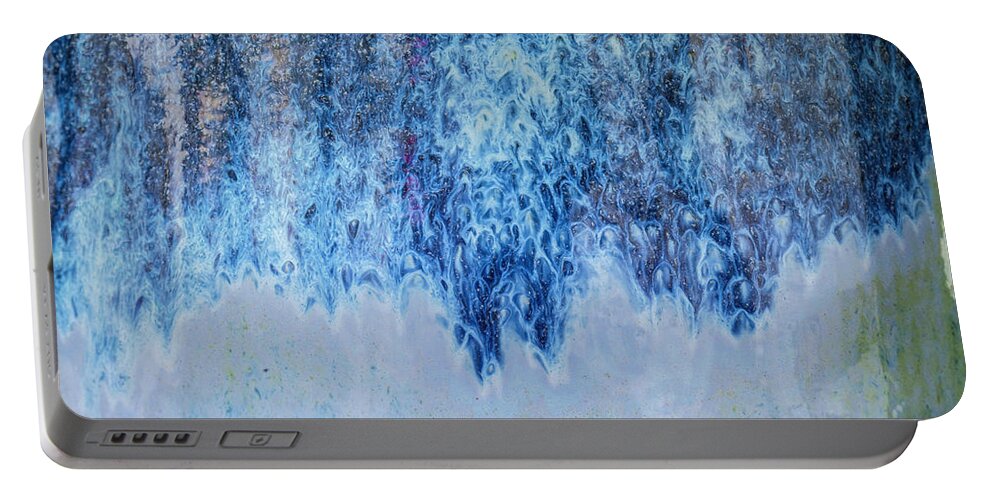 Macro Portable Battery Charger featuring the photograph Blue Abstract One by David Waldrop
