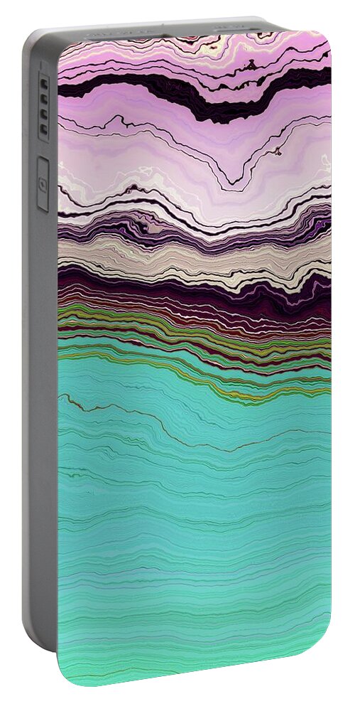 Blue Portable Battery Charger featuring the digital art Blue and Lavender by Matthew Lindley