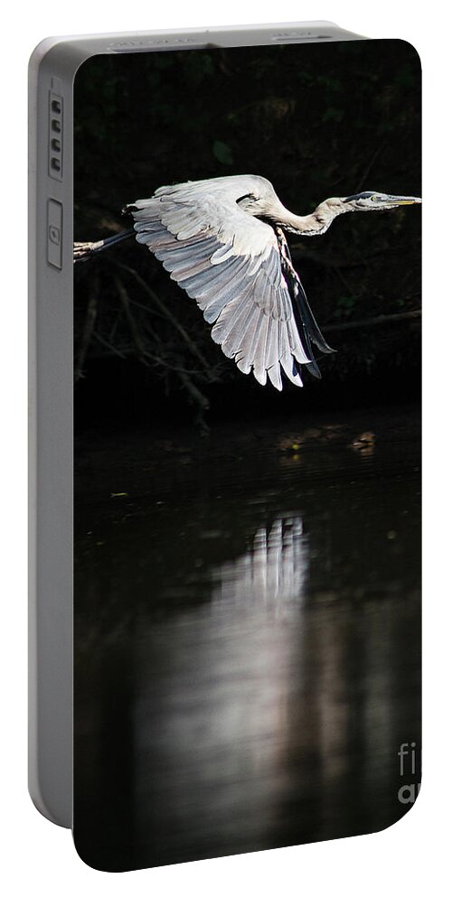 Heron Portable Battery Charger featuring the photograph Blue Ballet by Tom Cameron