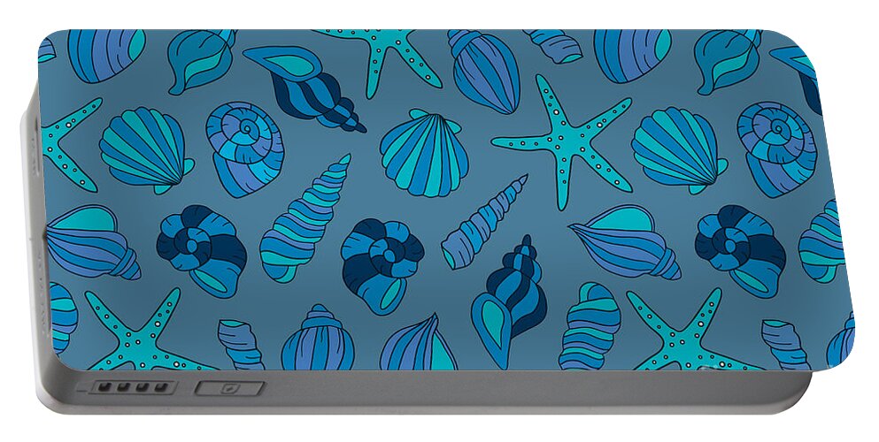 Summer Portable Battery Charger featuring the digital art Blue Blue Summer by Mark Ashkenazi