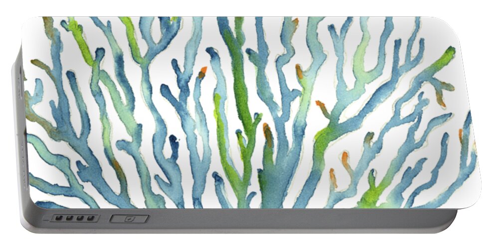 Watercolor Coral Portable Battery Charger featuring the painting Blue Coral by Amy Kirkpatrick