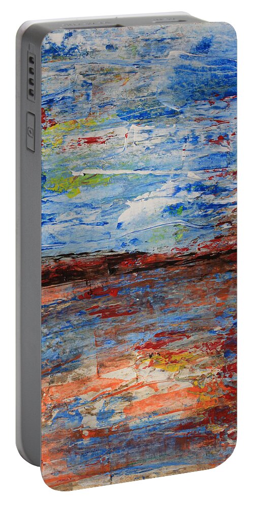Desert Portable Battery Charger featuring the painting Blue Desert by April Burton