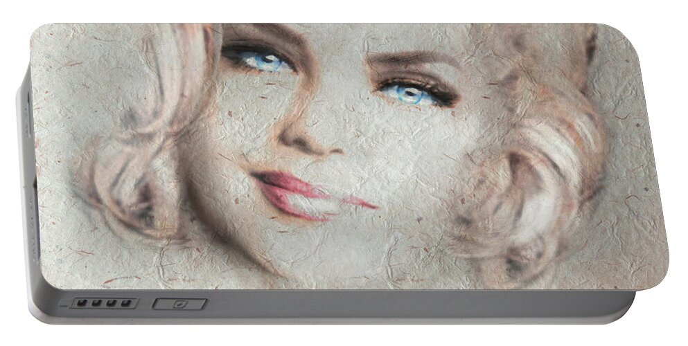 Portrait Portable Battery Charger featuring the painting Blue Eyes Blond Soft by Angie Braun