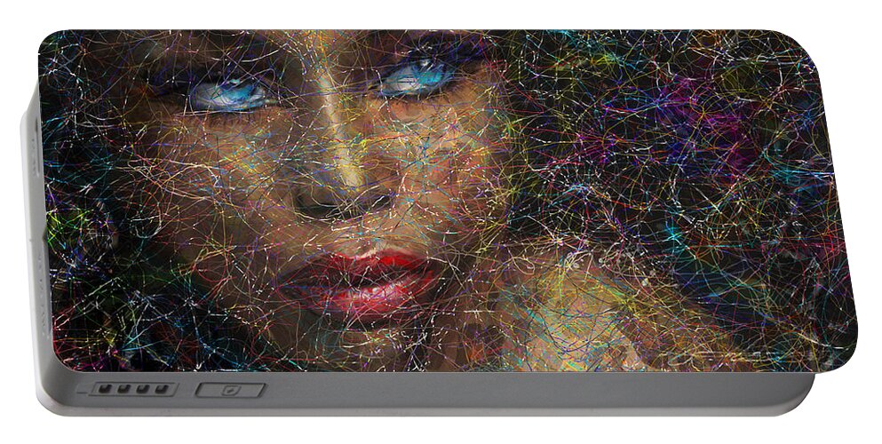 Portrait Portable Battery Charger featuring the painting Blue Eyes Wild Pop by Angie Braun